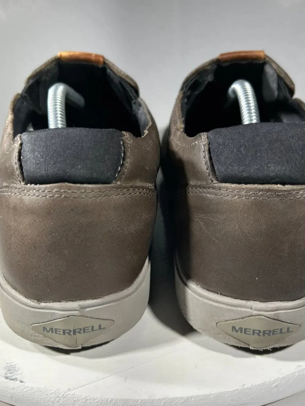 Merrell Mens Leather Shoes Size 12 Gray Casual Slip-On Sneakers Loafers Dress